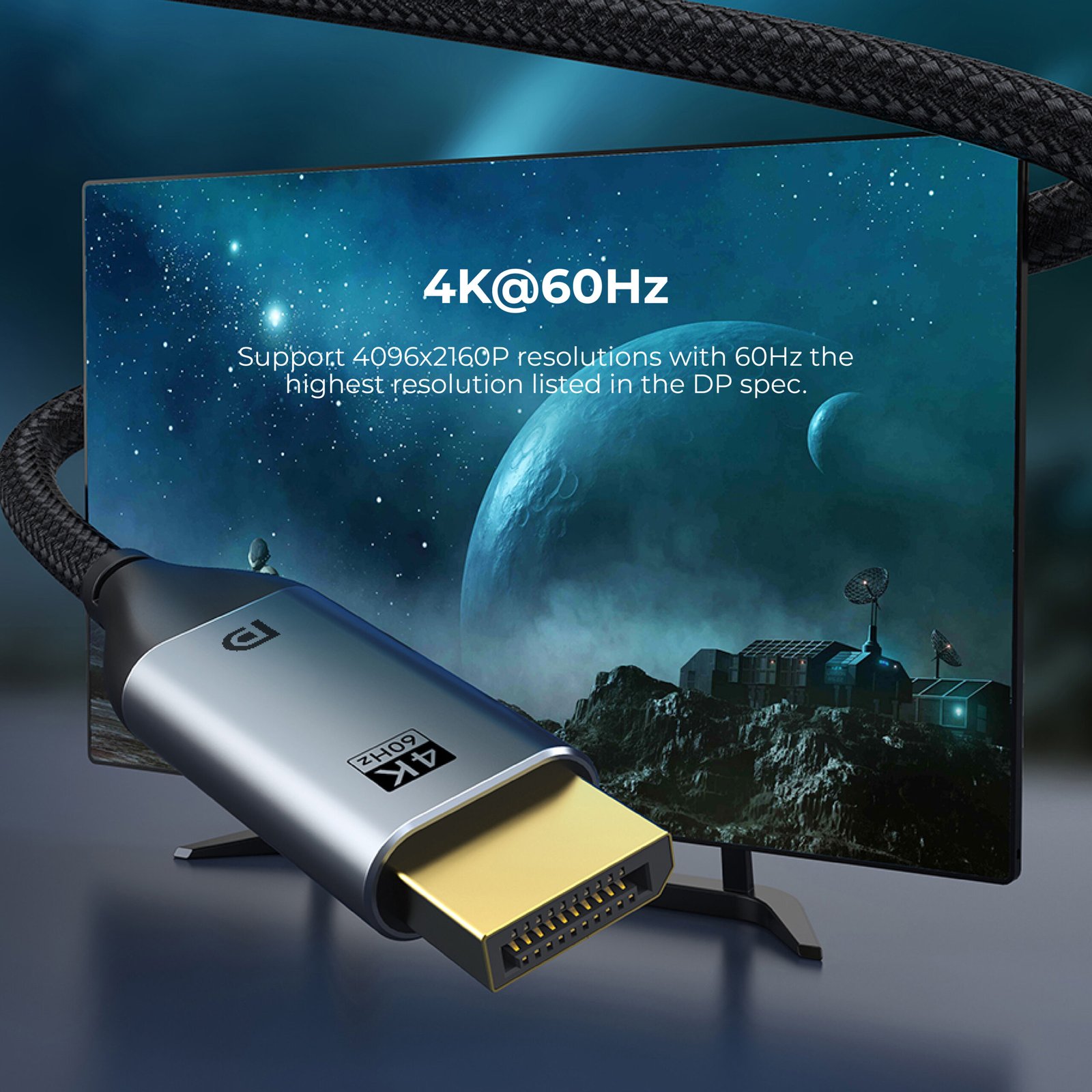 BLUPEBBLE USB TYPE C TO DISPLAYPORT CABLE 4K/60HZ BLACK BP-160PU31CMDP2S-GY thumbnail 9