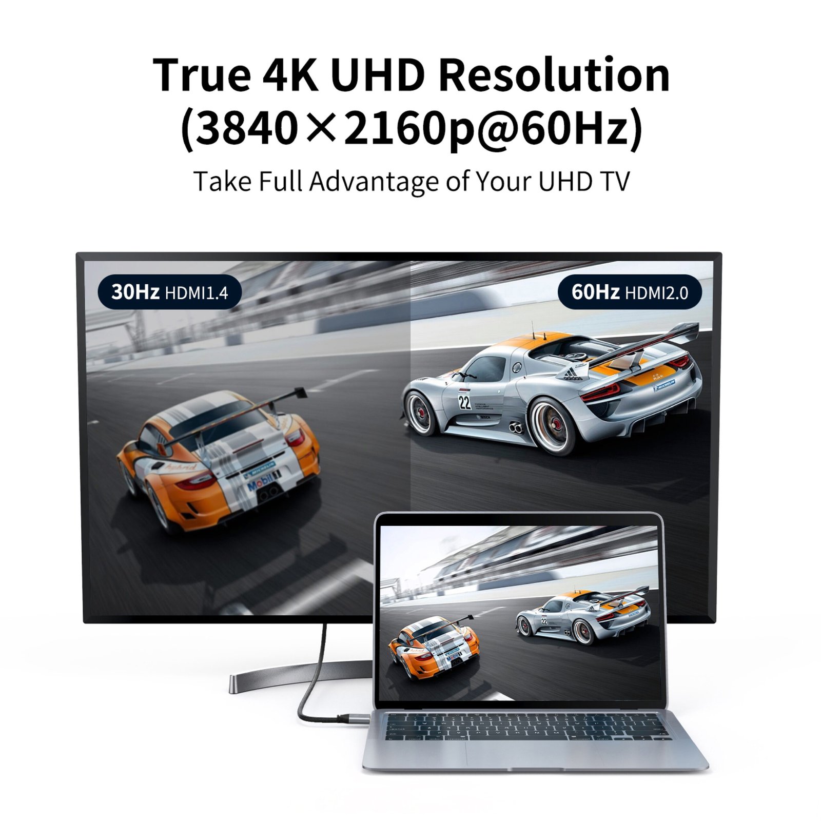 BLUPEBBLE USB TYPE C TO HDMI CABLE 4K/60HZ BLACK BP-160PU31CMHD2S-GY thumbnail 9