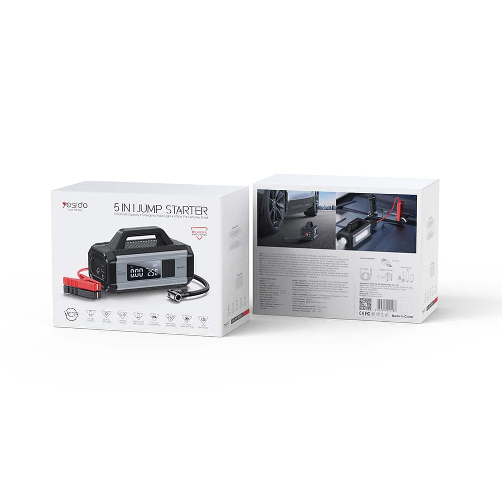 YESIDO 5 IN 1 JUMP STARTER & MULTIFUNCTION PUMP BLACK VC13 thumbnail 3
