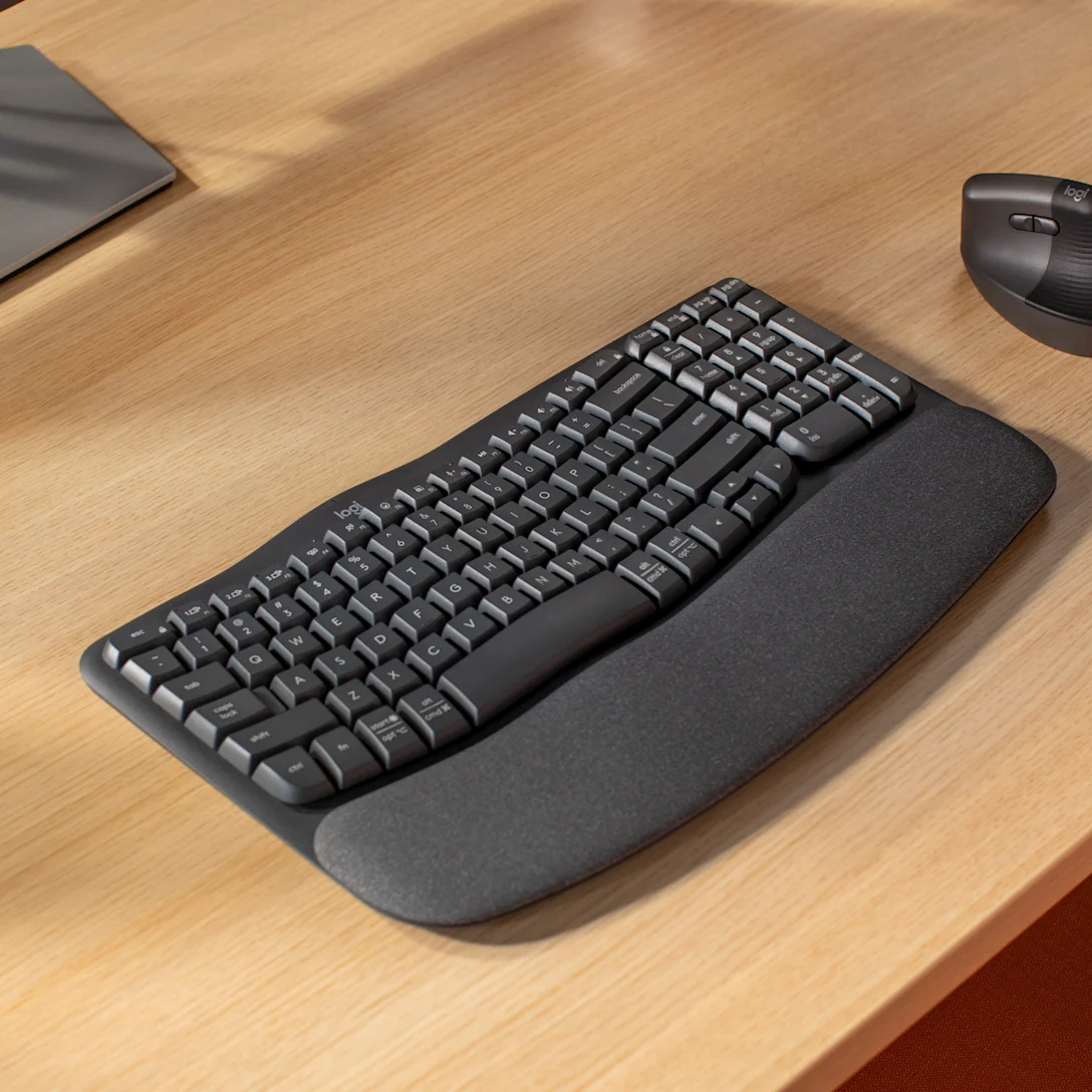 LOGITECH WAVE KEYS WIRELESS ERGONOMIC KEYBAORD BLACK ENG/ARB 920-012312 thumbnail 7
