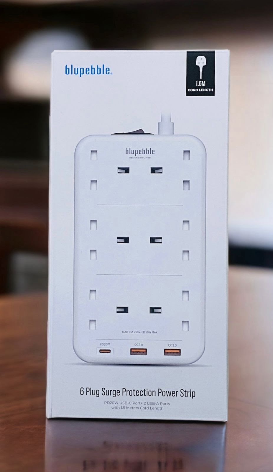 BLUPEBBLE 6 PLUG SURGE PROTECTION POWER STRIP WHITE BP-PSRTIP6-WH thumbnail 9
