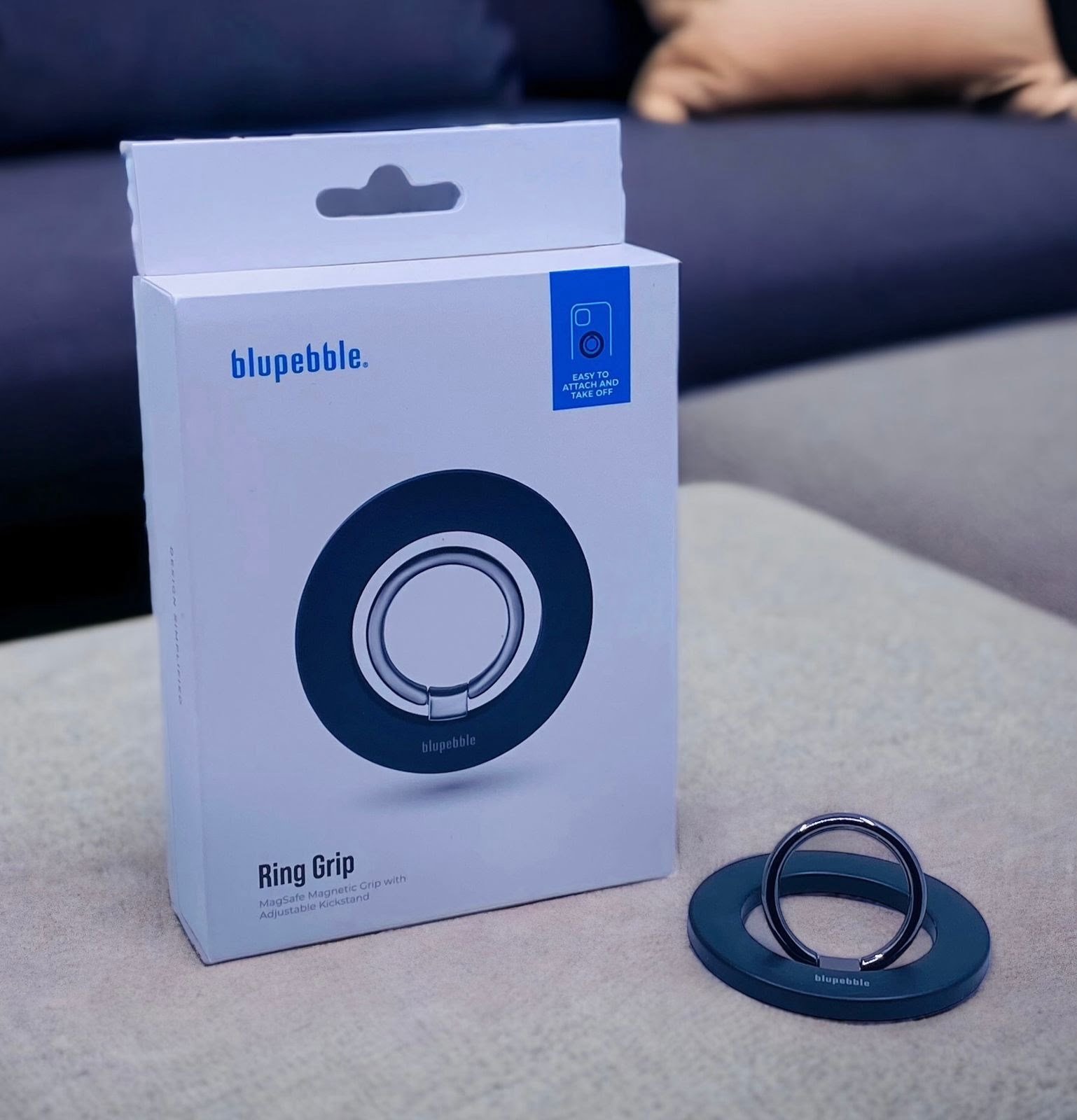 BLUPEBBLE MAGSAFE MAGNETIC GRIP HOLDER WITH ADJUSTABLE KICKSTAND BLACK BP-RINGGRIP-BK thumbnail 8