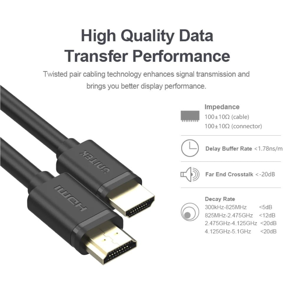 UNITEK HDMI MALE TO HDMI MALE CABLE (4K30HZ) 2M/3M/5M/10M thumbnail 7