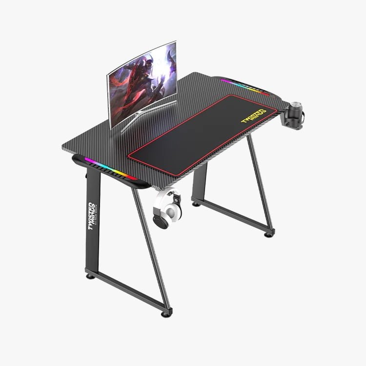 TWISTED MINDS A SHAPED GAMING DESK CARBON FIBER TEXTURE RGB TM-A-1060-RGB thumbnail 5