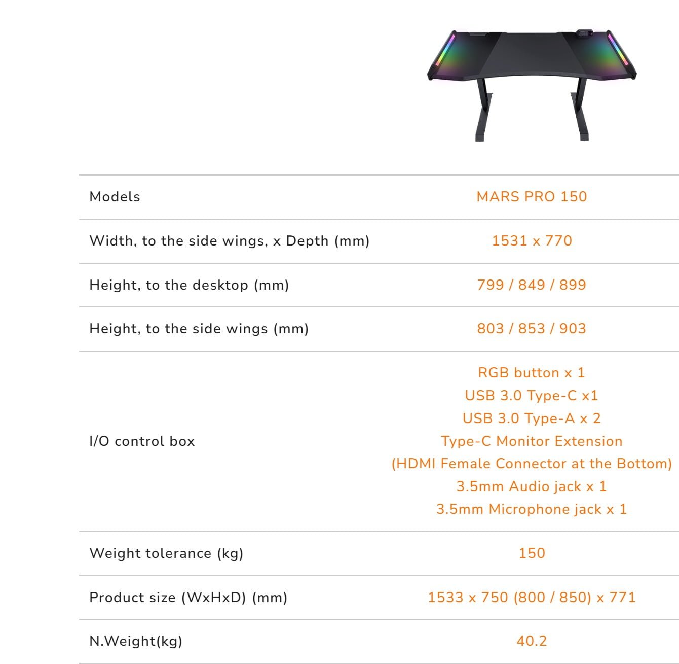 COUGAR MARS PRO 150 GAMING DESK BLACK CG-DESK-MARS150-PRO thumbnail 19