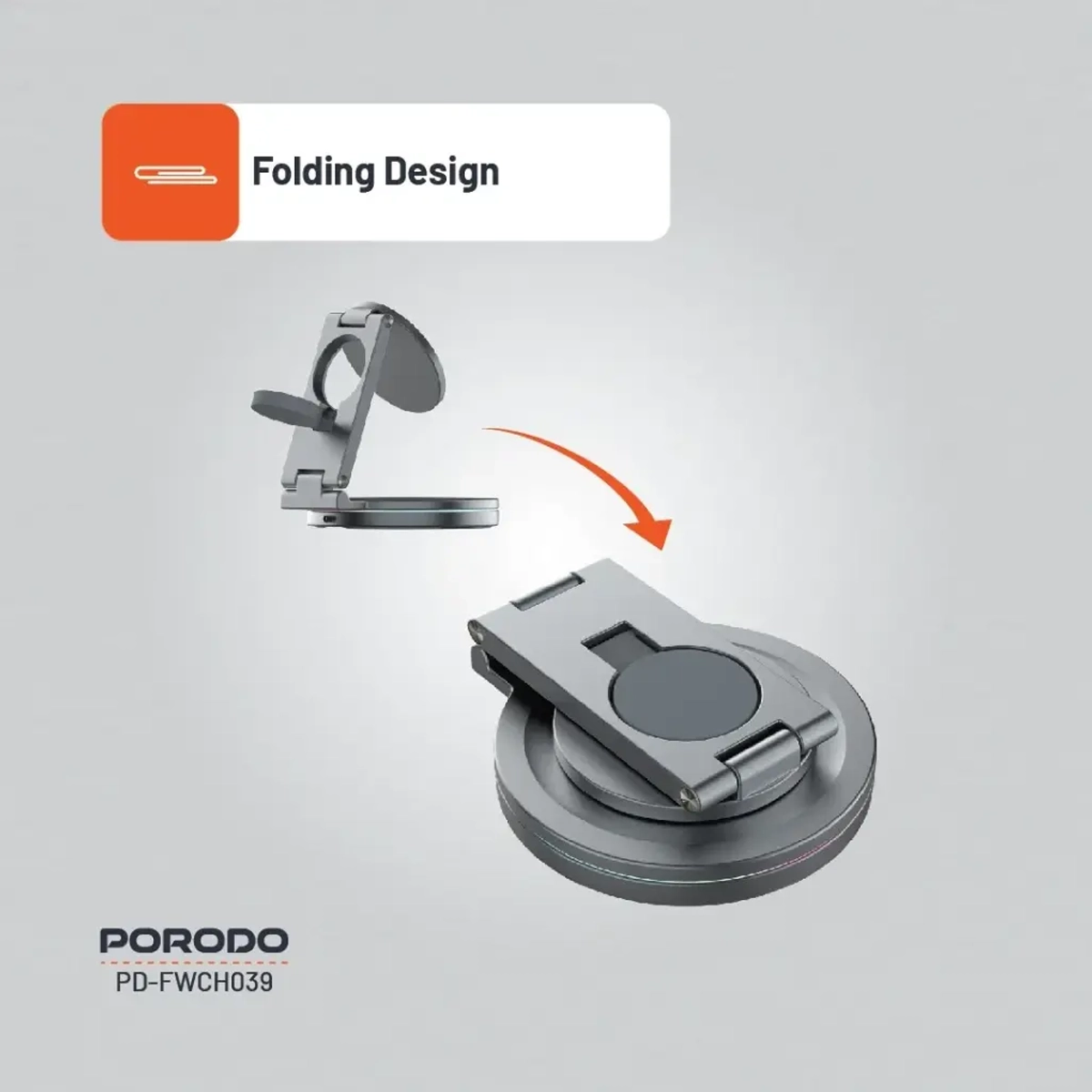 PORODO ROTATING BASE THREE DEVICE WIRELESS CHARGER GRAY PD-FWCH039-GY thumbnail 7