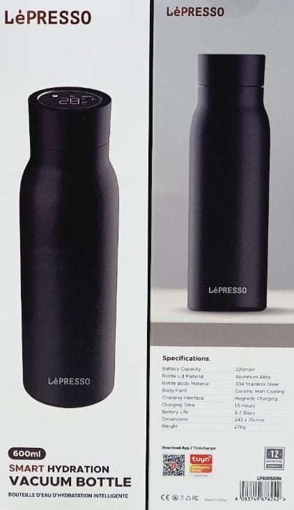 LEPRESSO SMART HYDRATION VACUUM BOTTLE 600ML LP600SBBK thumbnail 3