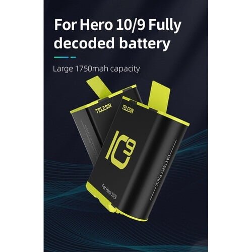 TELESIN GOPRO HERO 10/9 BATTERY GP-BTR-901 thumbnail 7
