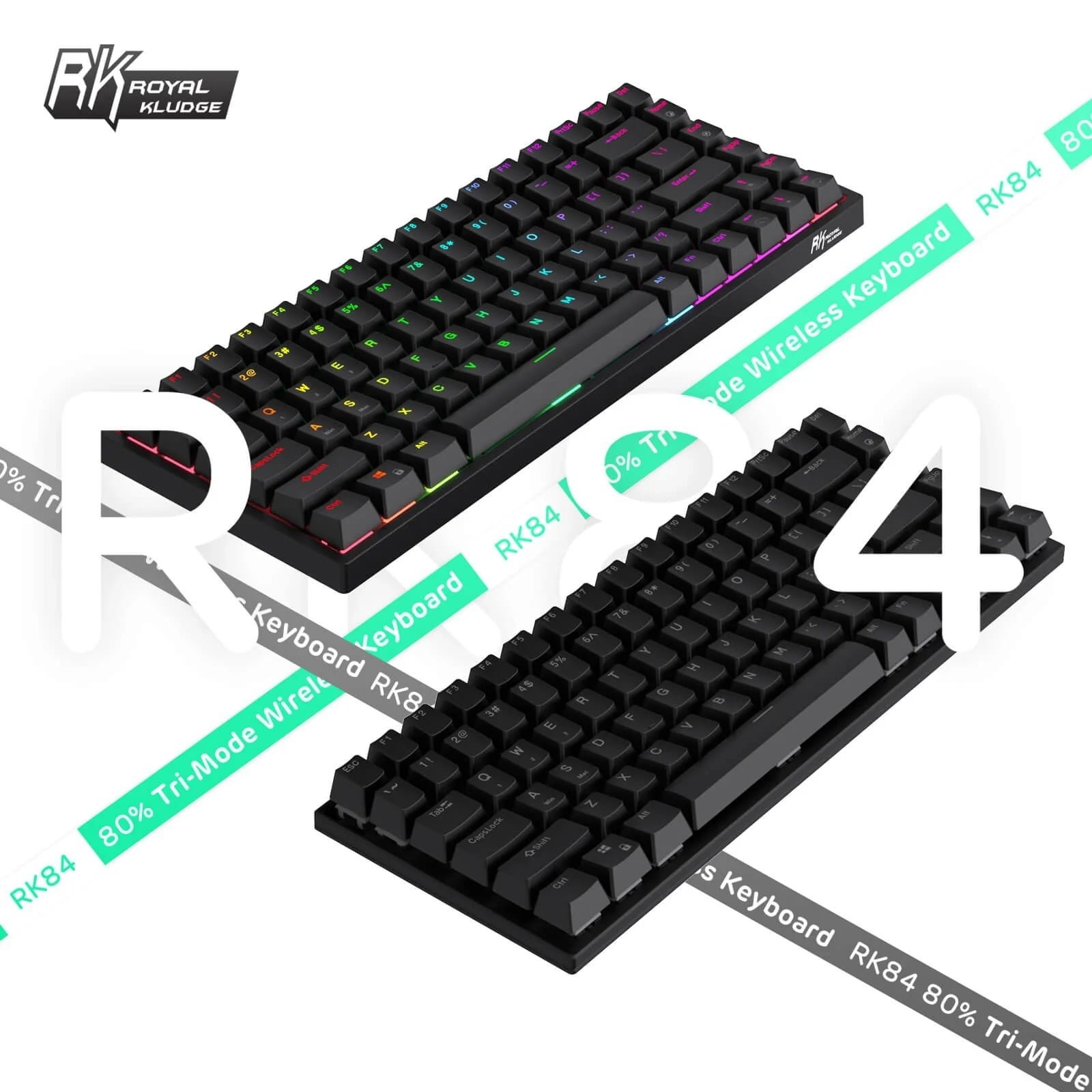 ROYAL KLUDGE GAMING KEYBOARD RGB TRI MODE HOT PLUG BROWN SWITCH BLACK RK84 thumbnail 8