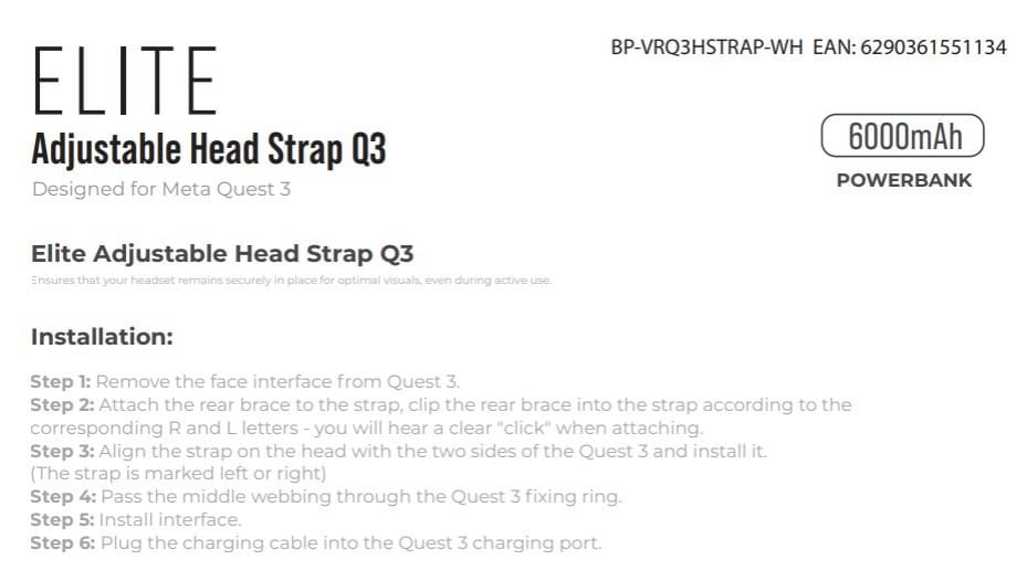 BLUPEBBLE ELITE ADJUSTABLE HEAD STRAP Q3 FOR META QUEST 3 WHITE BP-VRQ3HSTRAP-WH thumbnail 19