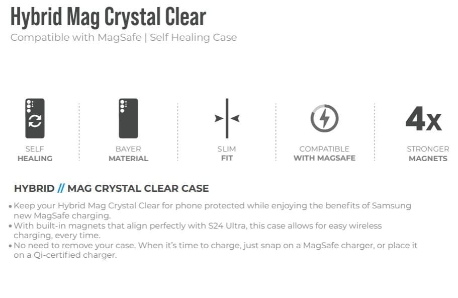 BLUPEBBLE SAMSUNG S24 ULTRA HYBRID MAG CRYSTAL CASE CLEAR BP-S24UCRYSTAL-CL thumbnail 7