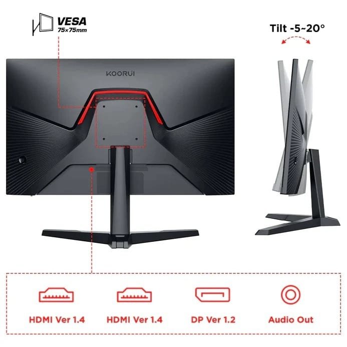 KOORUI 24 INCH IPS FULL HD 1920 X 1080 165HZ GAMING MONITOR 24E thumbnail 2