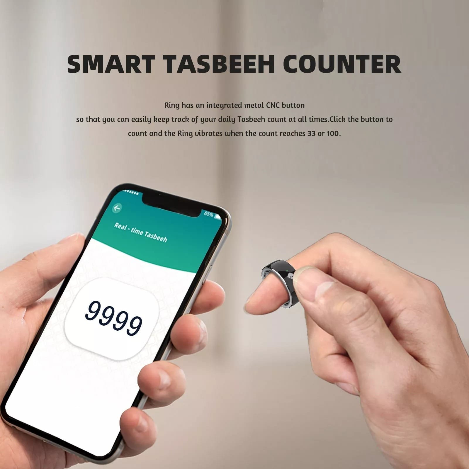 SMART TASBEEH RING BLACK QB708 thumbnail 15