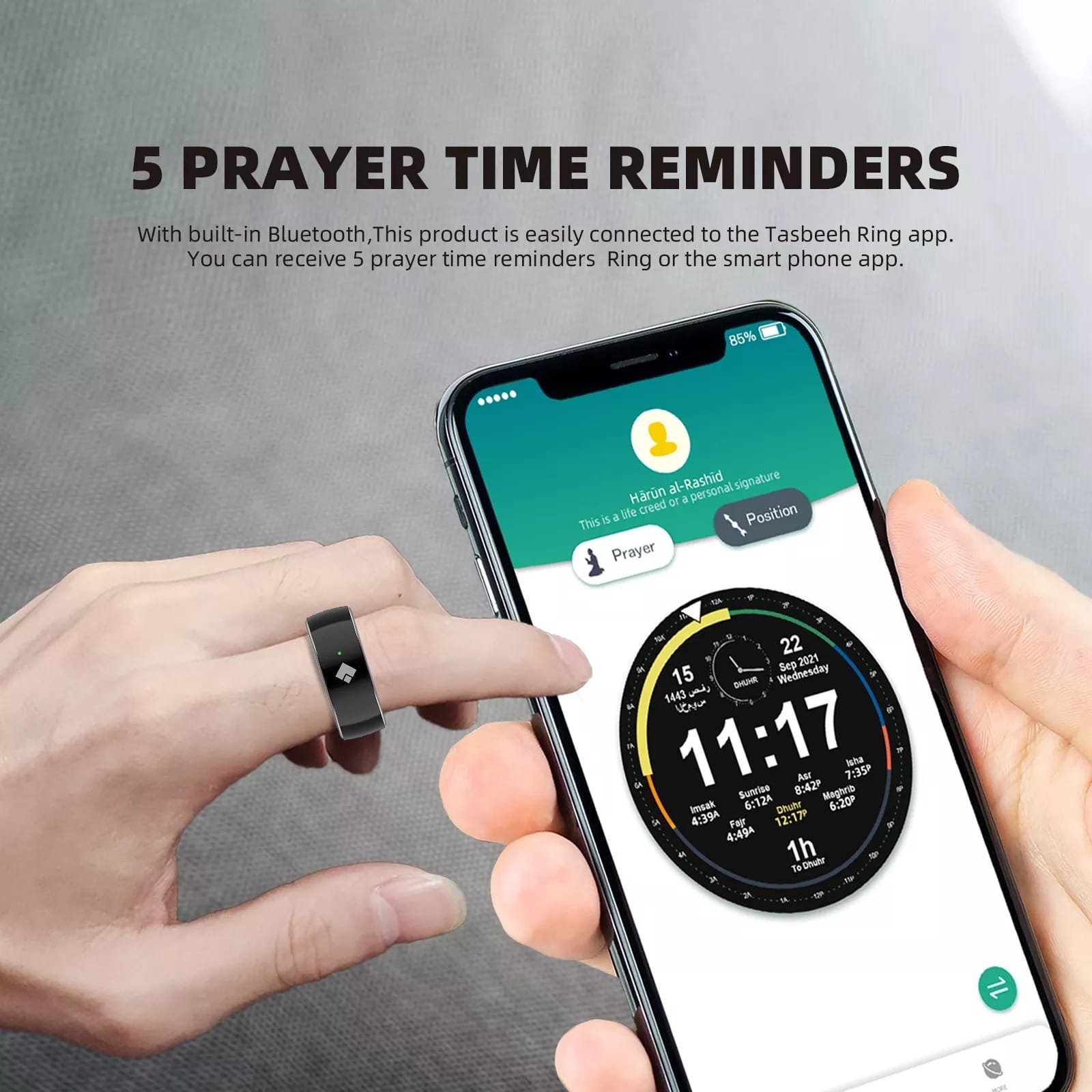 SMART TASBEEH RING BLACK QB708 thumbnail 14