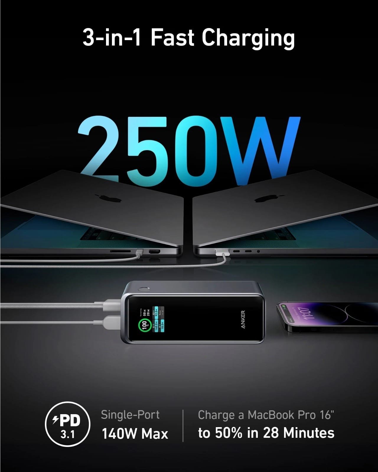 ANKER PRIME 27650 MAH 250W POWER BANK BLACK A1340011 thumbnail 9