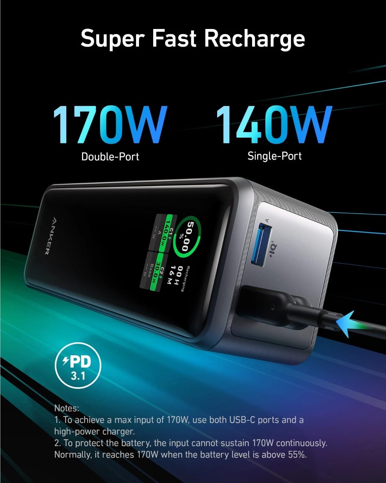 ANKER PRIME 27650 MAH 250W POWER BANK BLACK A1340011 thumbnail 7