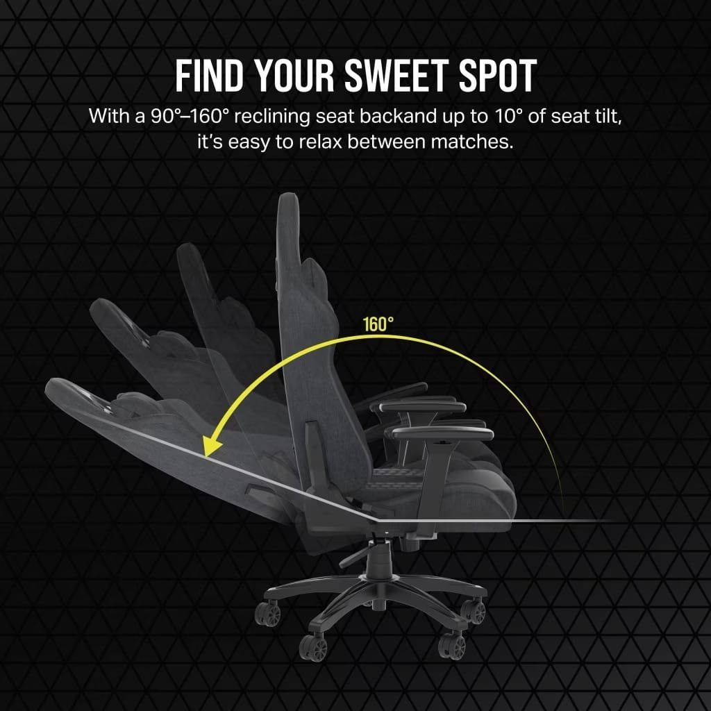 CORSAIR TC100 RELAXED GAMING CHAIR FABRIC GRAY COR-CHAIR-TC100-FBRC-GRY thumbnail 24