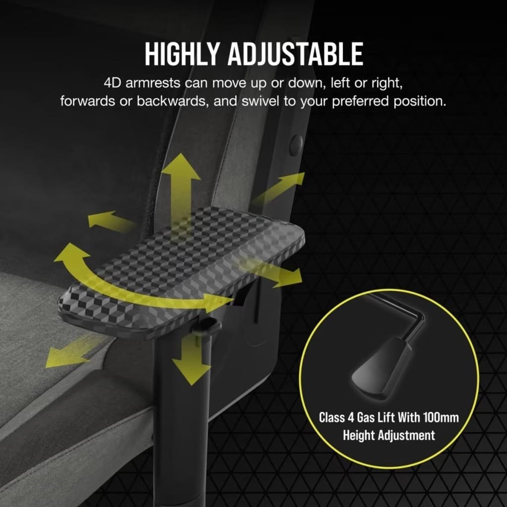 CORSAIR T3 RUSH GAMING CHAIR CHARCOAL GRAY COR-CHAIR-T3-GRY-CHAR thumbnail 5