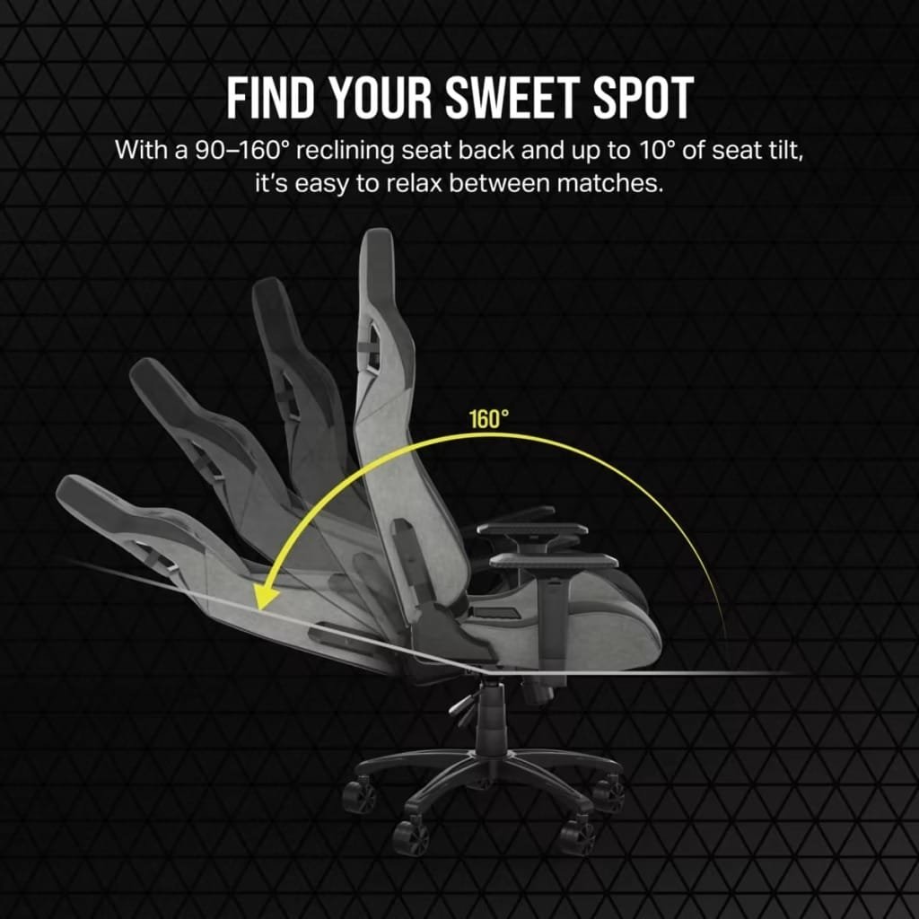 CORSAIR T3 RUSH GAMING CHAIR CHARCOAL GRAY COR-CHAIR-T3-GRY-CHAR thumbnail 4