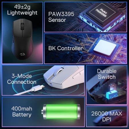 REDRAGON K1NG PRO WIRED/WIRELESS MOUSE BLACK M916-PRO thumbnail 12