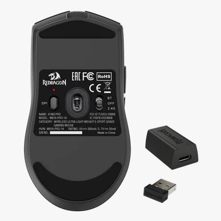 REDRAGON K1NG PRO WIRED/WIRELESS MOUSE BLACK M916-PRO thumbnail 7