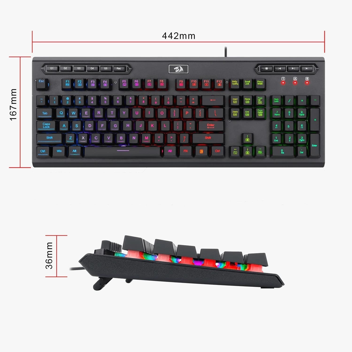 REDRAGON ADITYA WIRED GAMING KEYBOARD WITH MACRO KEYS K513 thumbnail 22