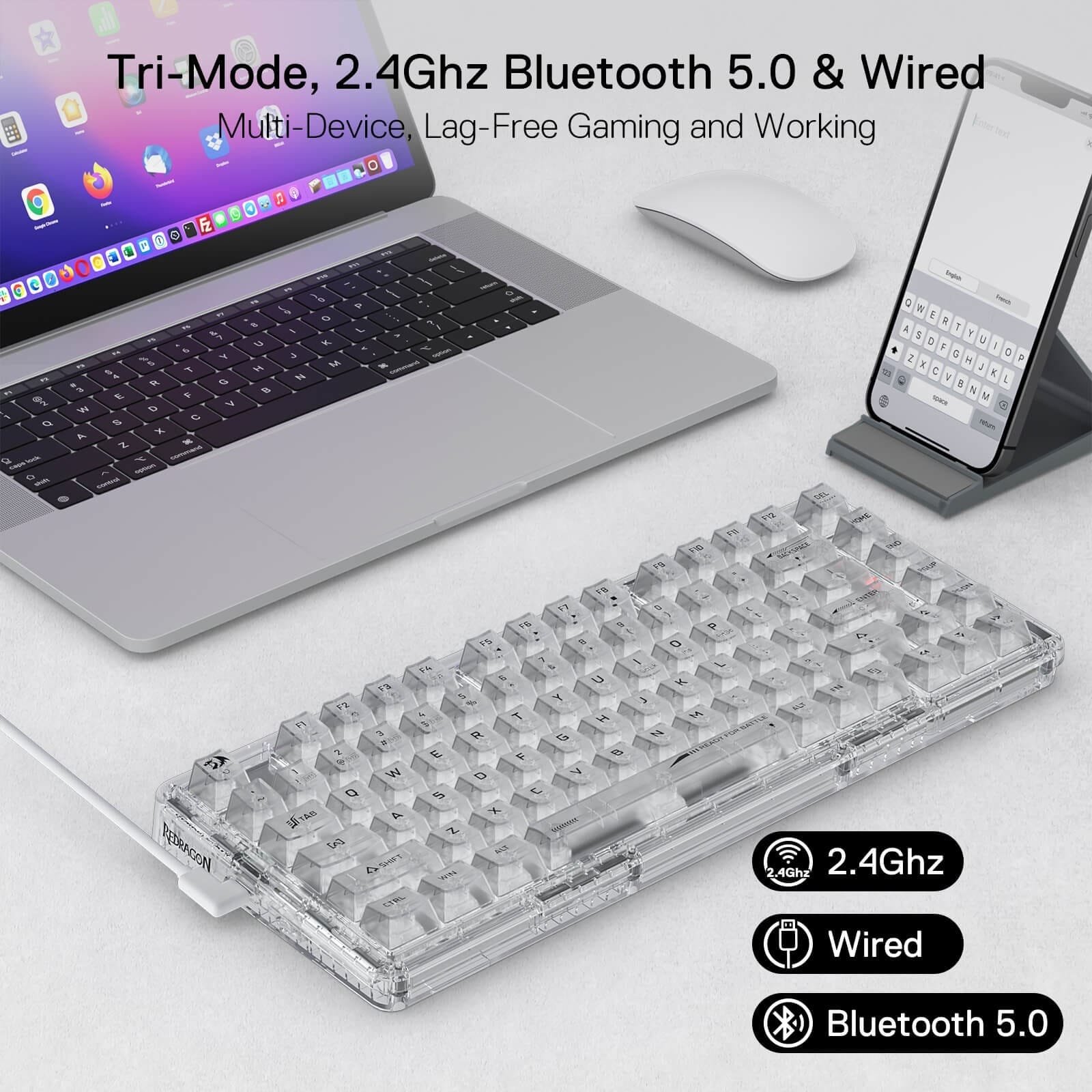 REDRAGON ELF PRO WIRELESS CRYSTAL 75% GASKET RGB GAMING KEYBOARD K649CT-RGB-PRO thumbnail 21