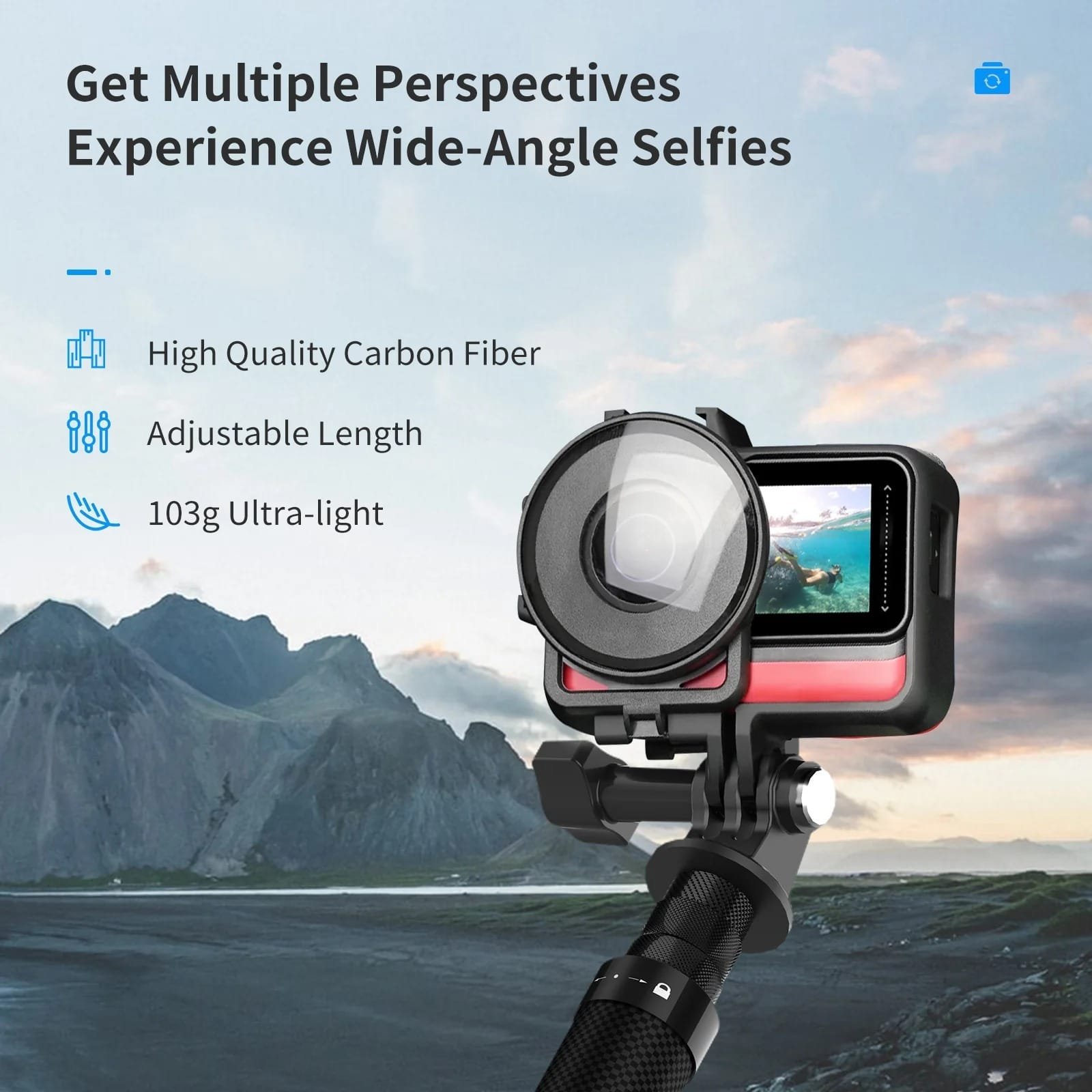 TELESIN Carbon Fiber Selfie Stick 1.16m TE-MNP-117: Capture Your Moments with Style and Durability thumbnail 24