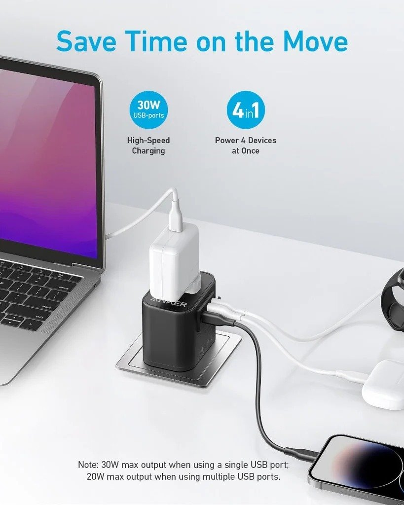 Anker 312 Extend USB-C Travel Adapter 30W A9212K11 thumbnail 6