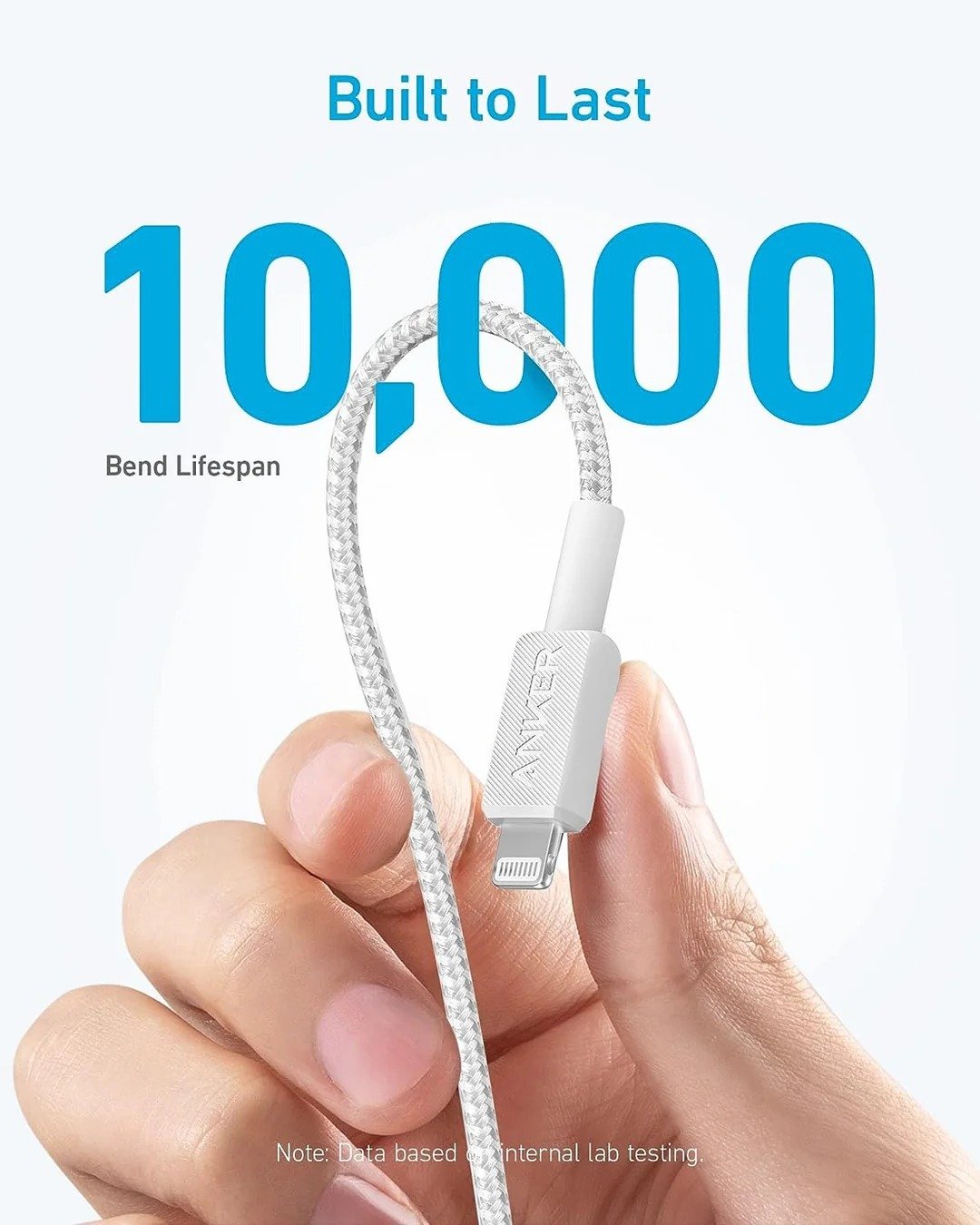 Anker 322 USB-C to Lightning Cable Braided 3F White A81B5H21 thumbnail 3