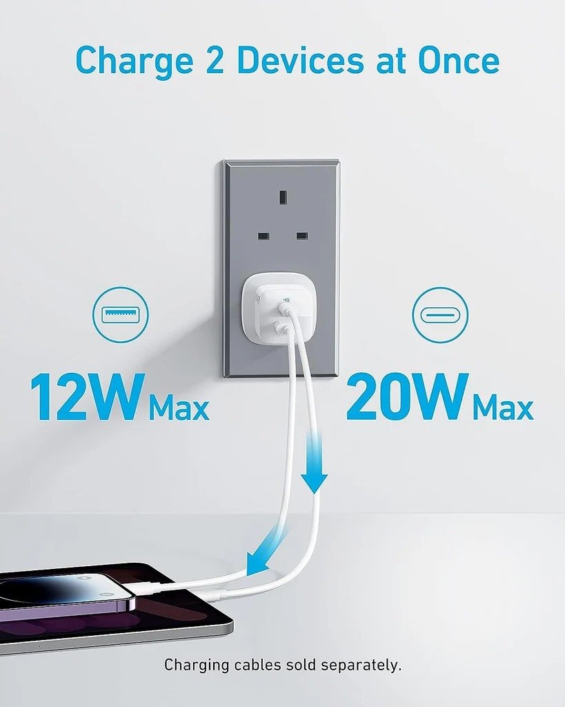 Anker 323 Charger with 310 USB-C to Lightning Cable 3 ft White B2331K21 thumbnail 9