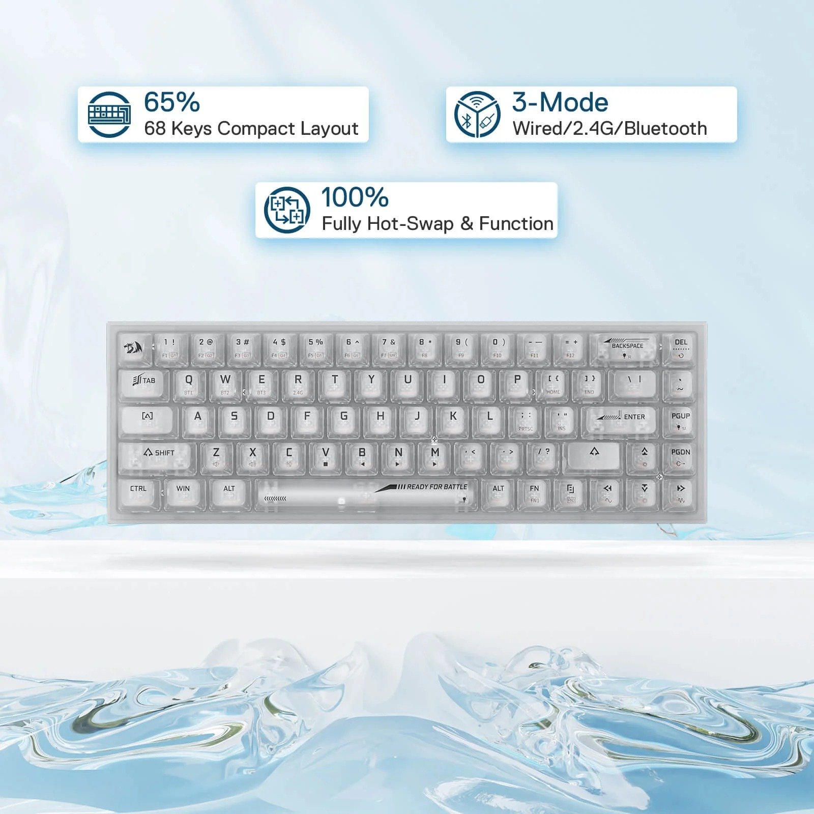 Redragon Castor Pro 68 Keys Gaming Keyboard - K631CT-RGB-Pro thumbnail 9