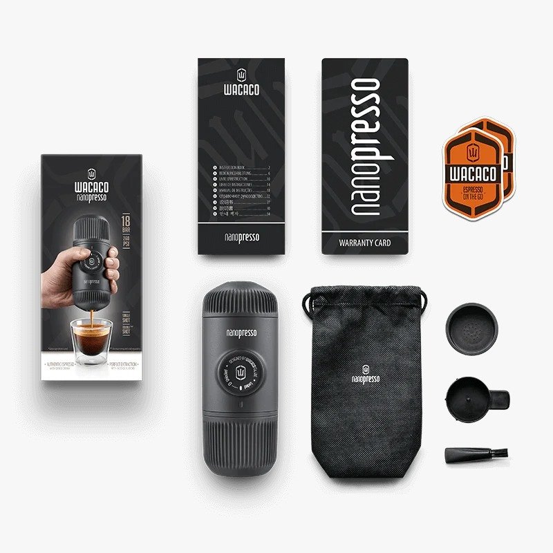 Wacaco Nanopresso Portable Espresso Maker Bundle, including NS Adaptor and Grey Bag thumbnail 4