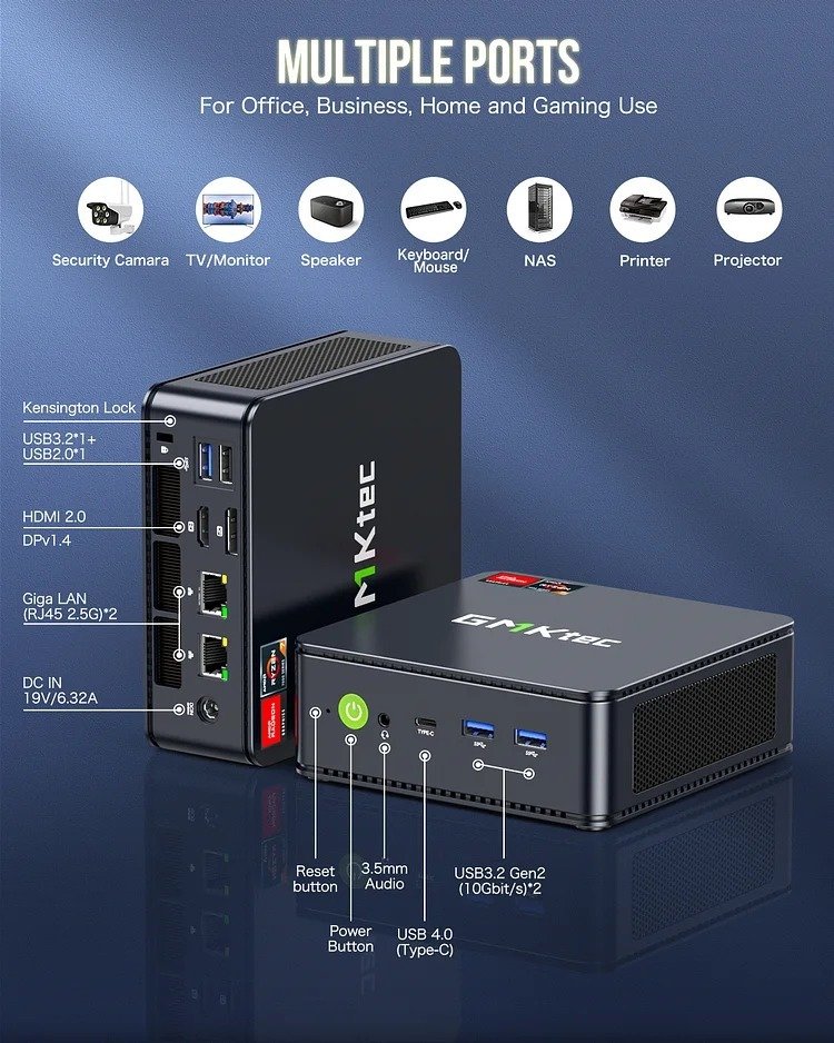 GMKtec Mini PC AMD 7735HS with 32GB RAM, 1TB SSD, and Windows 11 Pro - NUCBox-K5 thumbnail 8