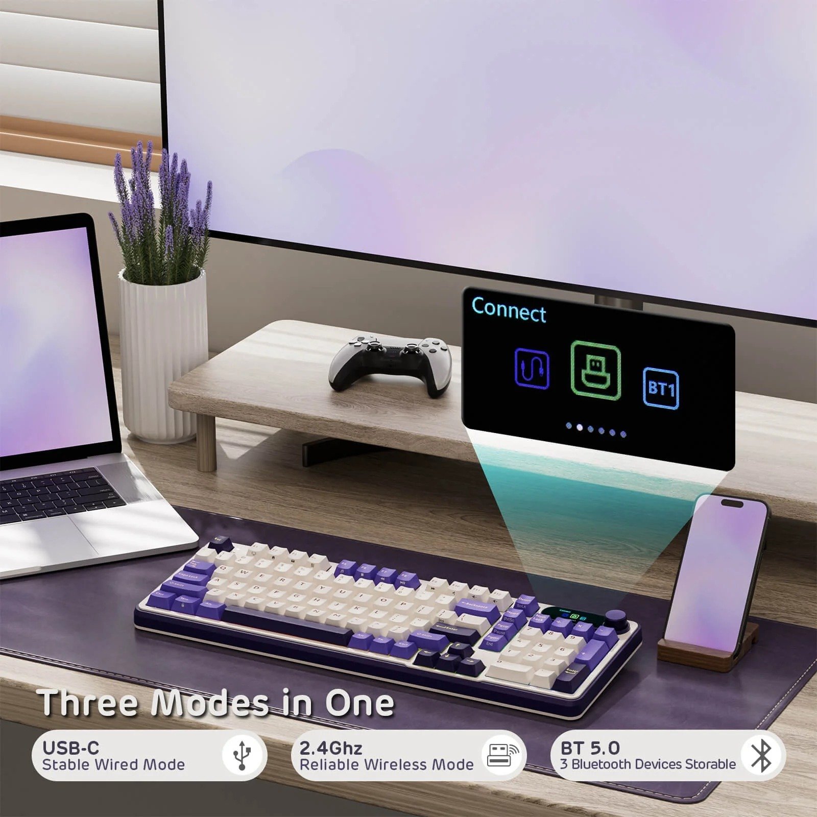 Royal Kludge RGB Tri-Mode Gaming Keyboard featuring Chartreuse Switches - RK-S98 thumbnail 4