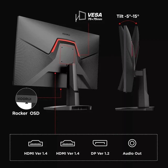 Koorui 24.5-Inch FHD Gaming Computer Monitor VA 170Hz - 25E3A thumbnail 10