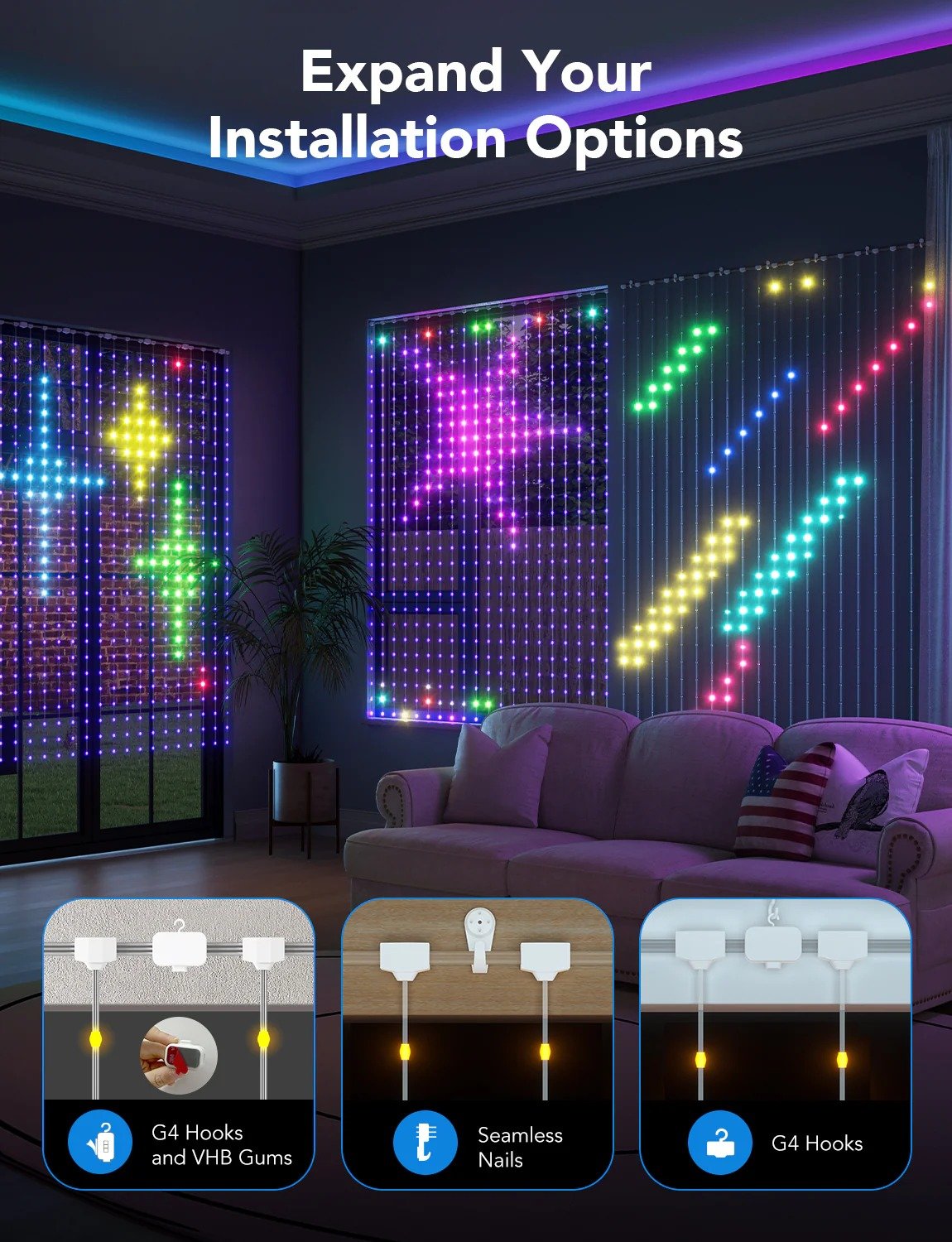 Govee Curtain Lights - Dynamic DIY Canvas - PC066530 thumbnail 20