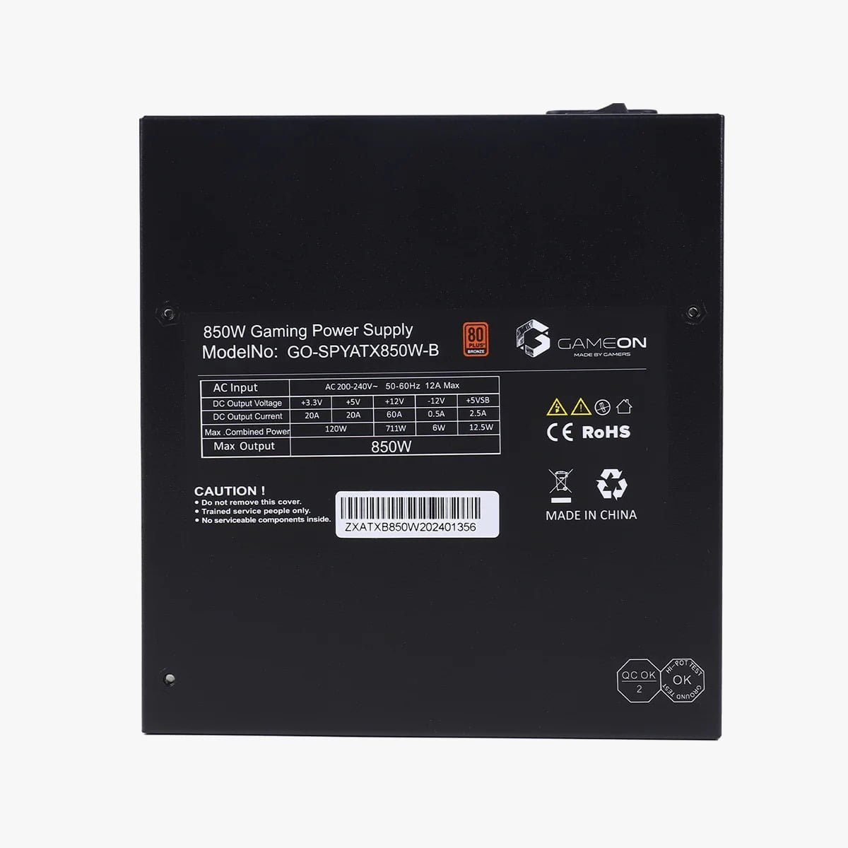 GameOn 850 Watts 80 Plus Bronze Gaming Power Supply - High Efficiency GO-SPYATX850W thumbnail 12