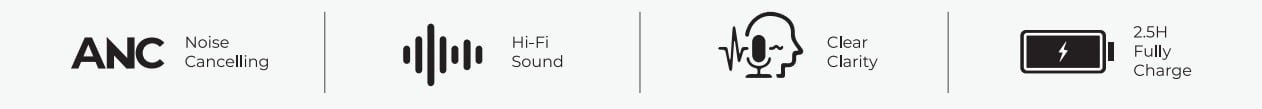 Blupebble C50 Over-Ear Foldable Hybrid Noise Cancelling Headphones - Black BP-PAC50ANC-BK thumbnail 7
