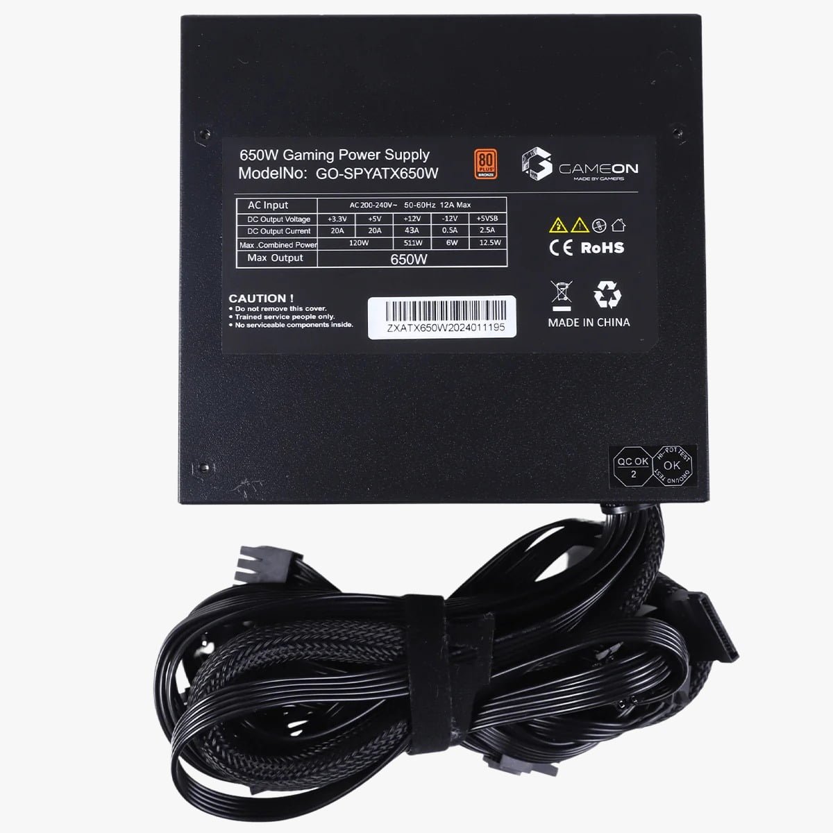 GameOn 650 Watts 80 Plus Bronze Gaming Power Supply - Reliable Performance GO-SPYATX650W thumbnail 9