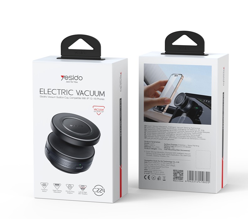 YESIDO ELECTRIC VACUUM CUP MAGSAFE HOLDER WITH BALL HEAD BLACK C224 thumbnail 23