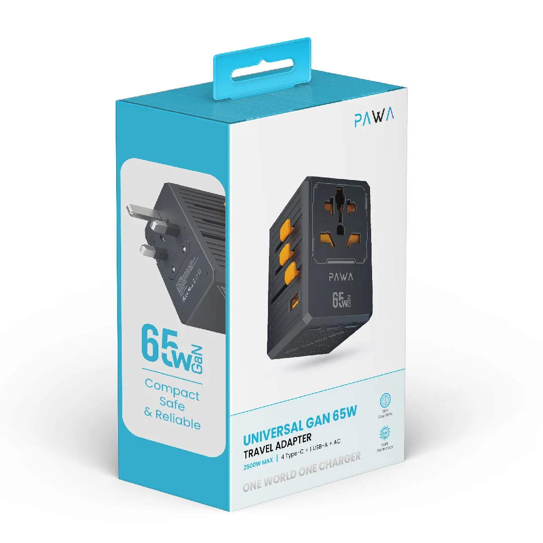 PAWA UNIVERSAL GAN 65W TRAVEL ADAPTER BLACK PW-TCUTA65W-BK thumbnail 6