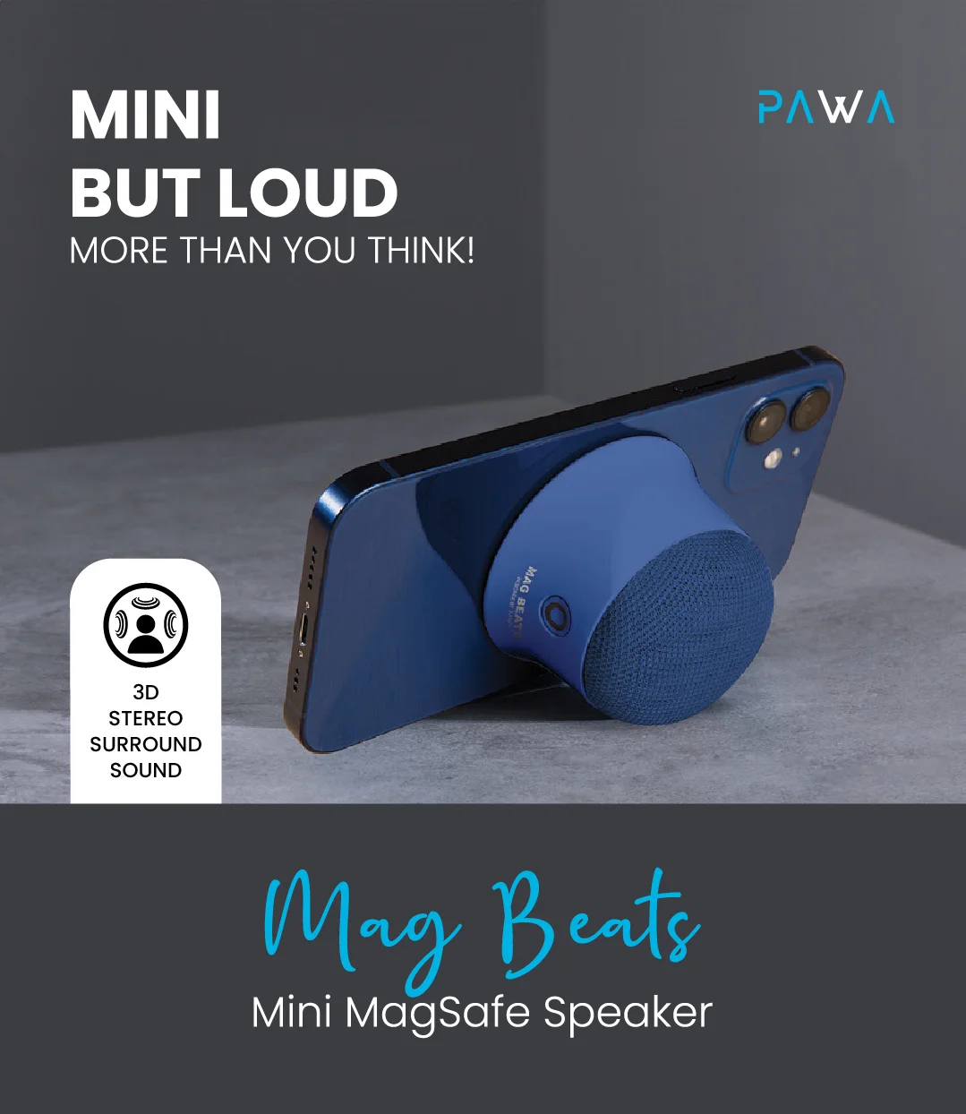 PAWA MAG BEATS MINI MAGSAFE SPEAKER BLUE PW-BTSPKMG2-BU thumbnail 5