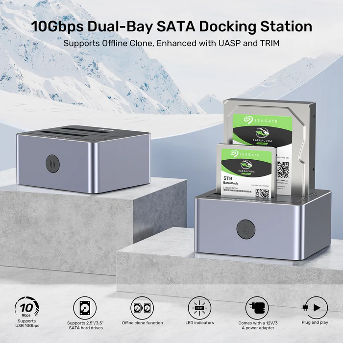 UNITEK 2 X SATA 2.5 INCH DISK CLONE STATION Y-3027GY01-UK thumbnail 30