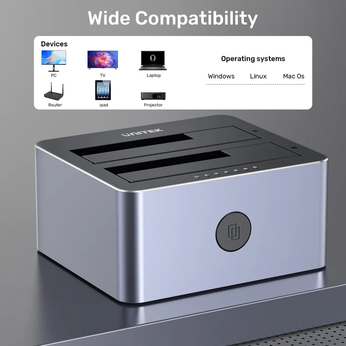 UNITEK 2 X SATA 2.5 INCH DISK CLONE STATION Y-3027GY01-UK thumbnail 6