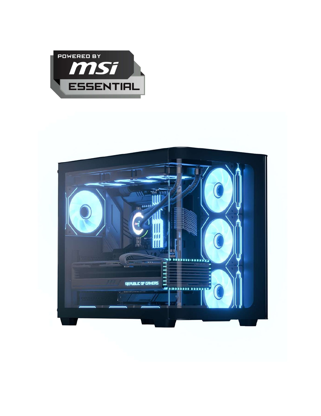 Powered By MSI Essential-INTEL I5-14400F+MSI Pro B760M-P LGA DDR5 1700 ATX Motherboard+SNOWMAN MT4 CPU TOWER COOLER+ MSI RTX 5060 Ti 8G SHADOW 2X OC+KINGSTON 1TB M.2 GEN4 +XPG RAM 16GB DDR5+AeroCool P500C Mid-Tower Case +AEROCOOL LUX 750W PSU