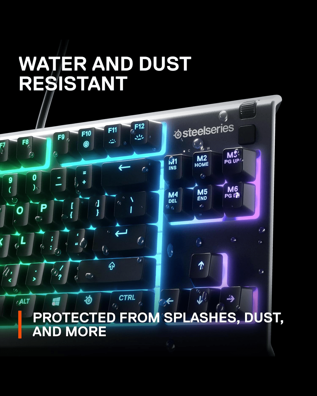 SteelSeries Apex 3 TKL Gaming Keyboard – 8-Zone RGB Illumination | Whisper-Quiet Switches | Water-Resistant Design | Compact TKL Layout thumbnail 4