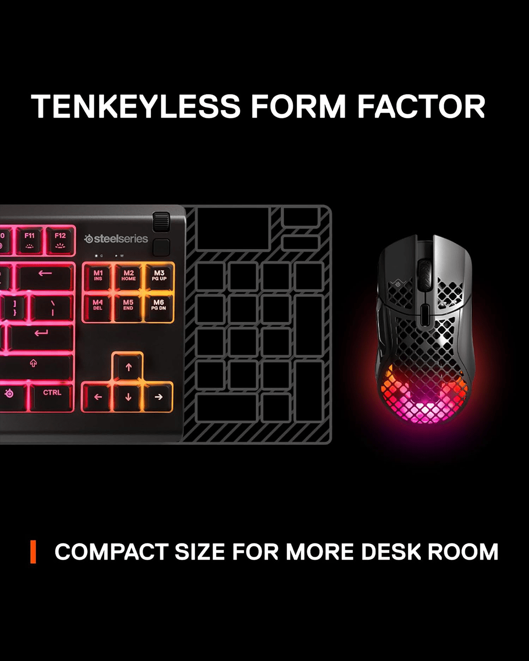 SteelSeries Apex 3 TKL Gaming Keyboard – 8-Zone RGB Illumination | Whisper-Quiet Switches | Water-Resistant Design | Compact TKL Layout thumbnail 6