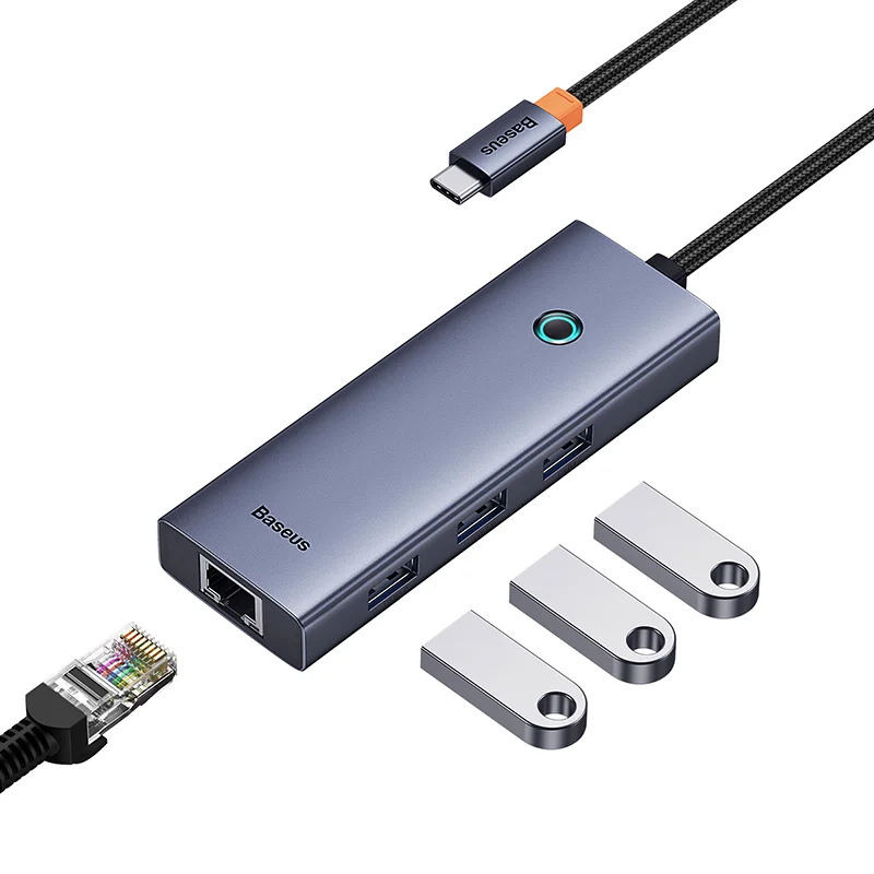 BASEUS FLITE SERIES 4 PORT USB-C HUB SPACE GREY B0005280A813-00-GY