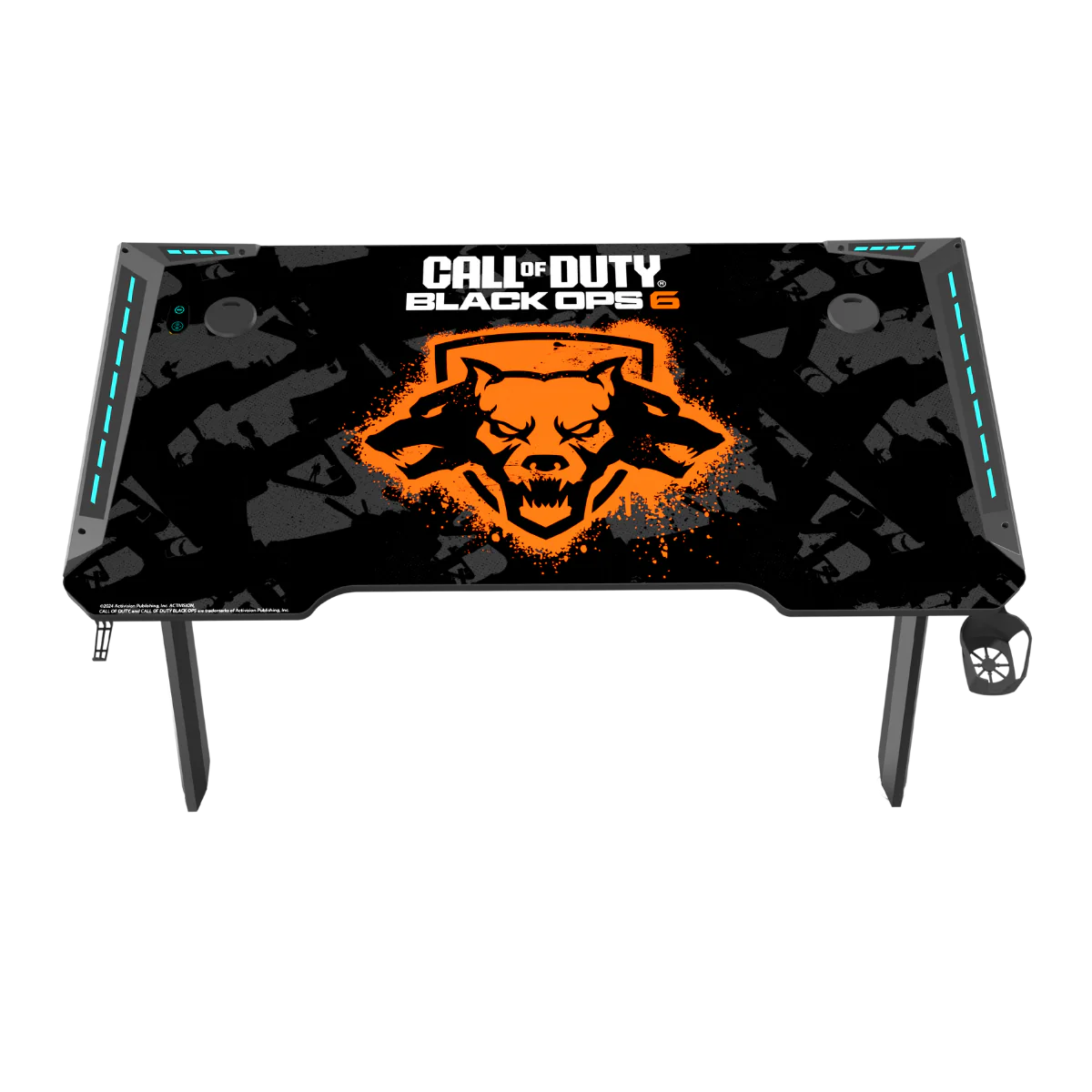 GAMEON CALL OF DUTY RGB FLOWING LIGHT GAMING DESK WITH TABLE MOUSE PAD BLKOPS6-HAWKSBILL
